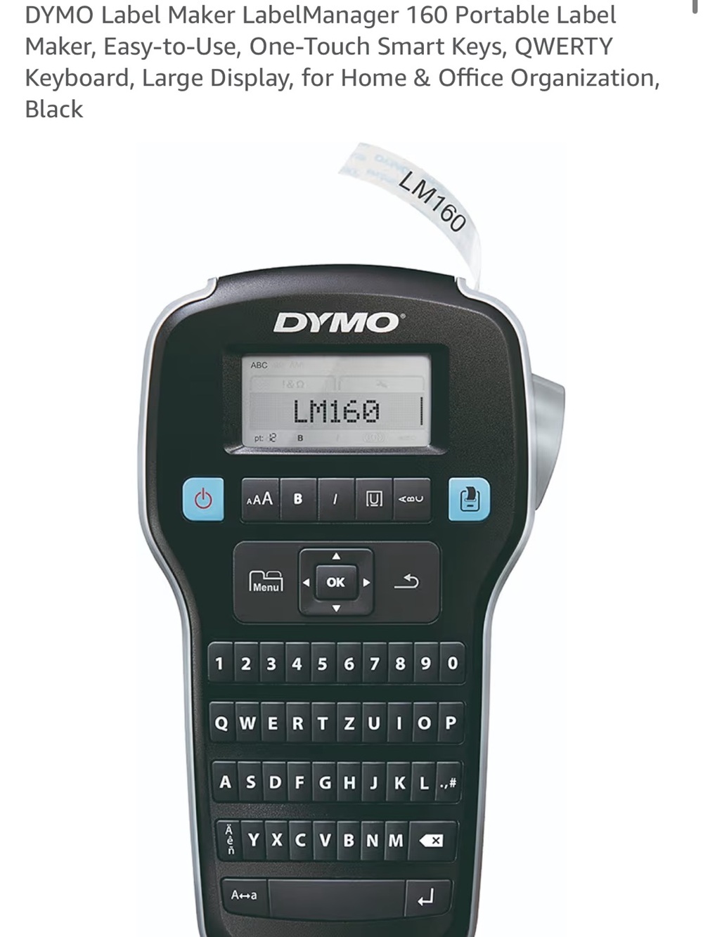 Dymo Black LabelManager Handheld Label Maker with White Label Tape